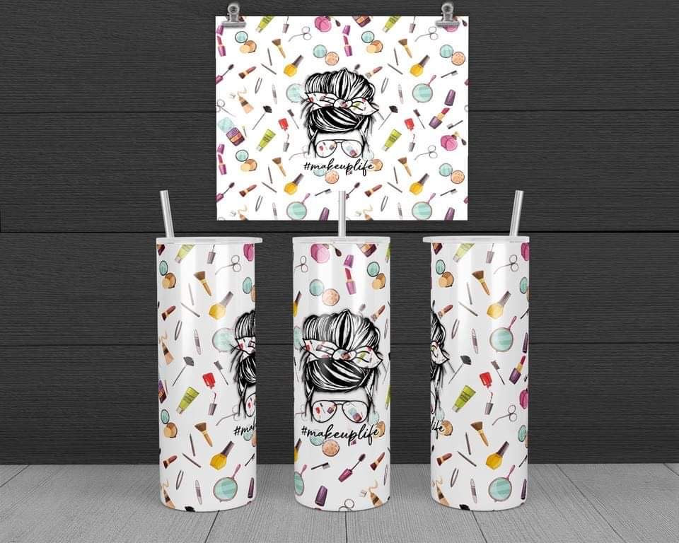 Makeup Life - 20 oz or 30oz Skinny Tumblers w/ Lid and Metal Straw
