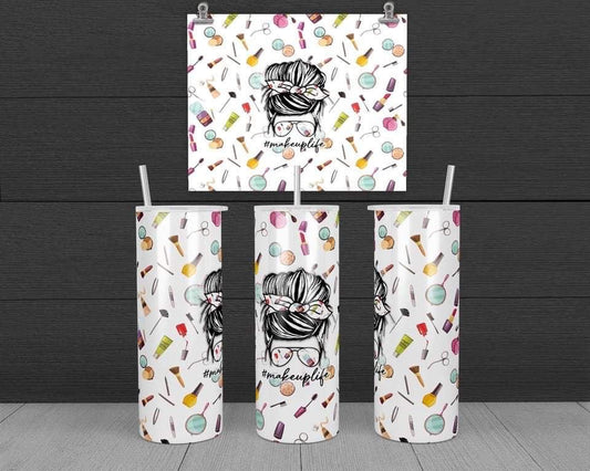 Makeup Life - 20 oz or 30oz Skinny Tumblers w/ Lid and Metal Straw