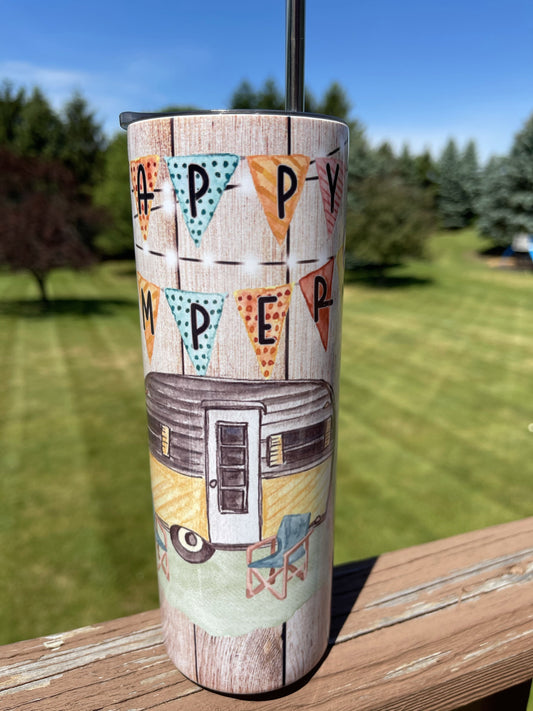 Happy Camper - 20 oz Skinny Tumbler