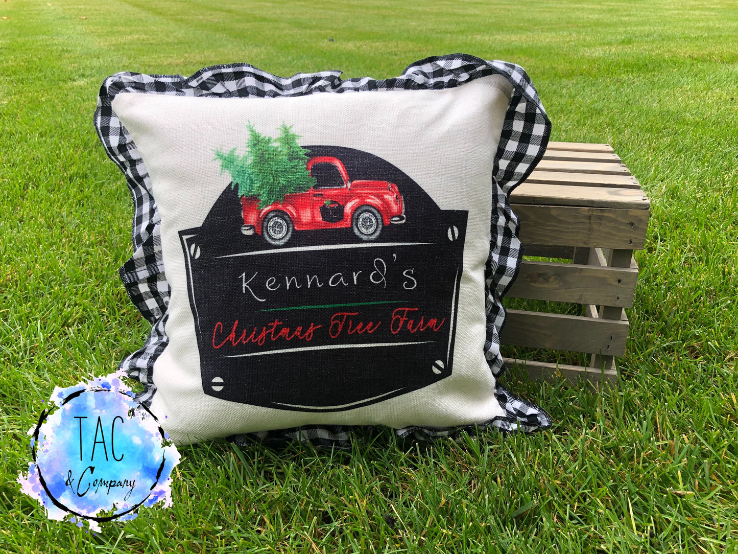 Plaid trim Pillow Sublimation Case