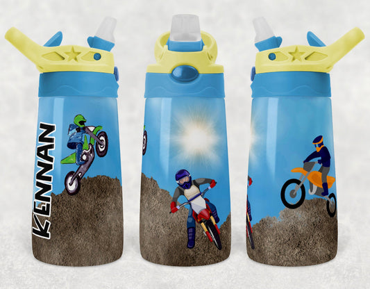 Motor cross Bikes - 12oz Kids Flip Cup water Bottle Tumbler