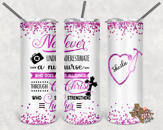 Nurse - 20oz or 30oz Skinny Tumblers w/ Lid and Metal Straw