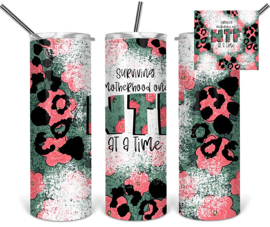 Pink Cheetah Surviving Life- 20oz or 30oz Skinny Tumblers w/ Lid and Metal Straw