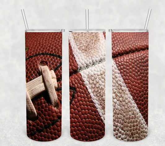 Close up Football- 20oz or 30oz Skinny Tumblers w/ Lid and Metal Straw