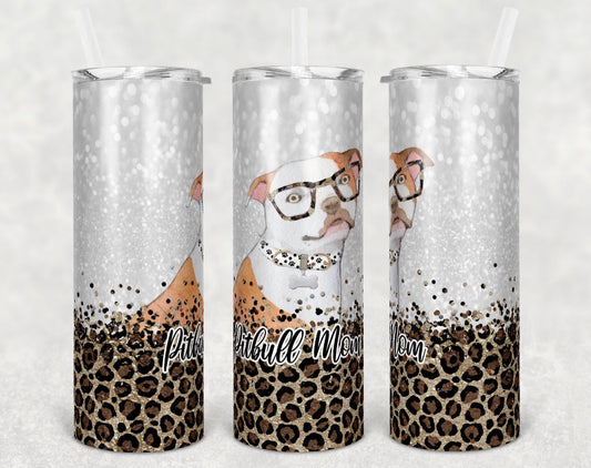Pit bull Dog Mom - 20oz or 30oz Skinny Tumblers w/ Lid and Metal Straw