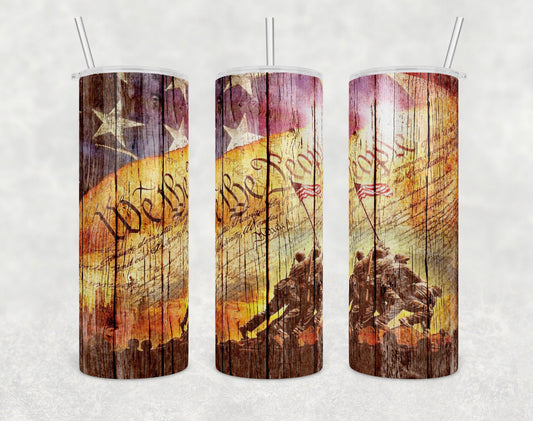 We the People- 20 oz or 30oz Skinny Tumblers w/ Lid and Metal Straw