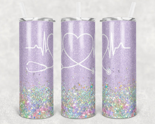 Stethoscope Nurse - 20oz or 30oz Skinny Tumblers w/ Lid and Metal Straw