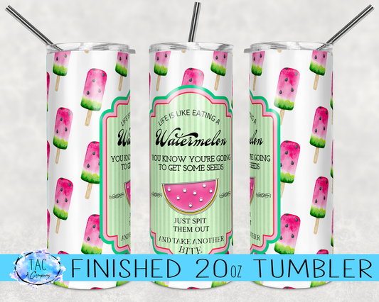 Pink Popsicle Watermelon seed - 20 oz or 30oz Skinny Tumblers w/ Lid and Metal Straw