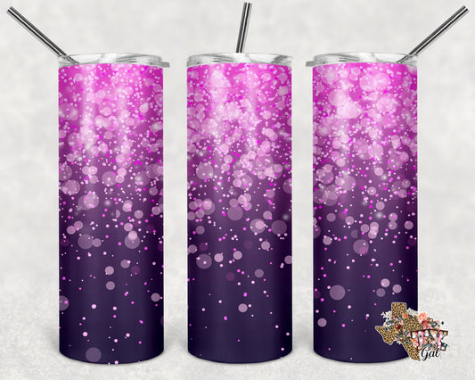 Purple Glitter - 20 oz or 30oz Skinny Tumblers w/ Lid and Metal Straw