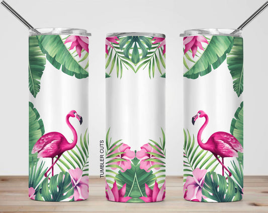 Pink Flamingo Animal -20 oz or 30oz Skinny Tumblers w/ Lid and Metal Straw