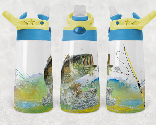 Fish and Water  - 12oz Kids Flip Cup water Bottle Tumbler