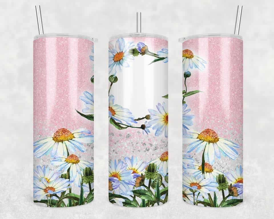 Pink Spring Flowers - 20 oz or 30oz Skinny Tumblers w/ Lid and Metal Straw