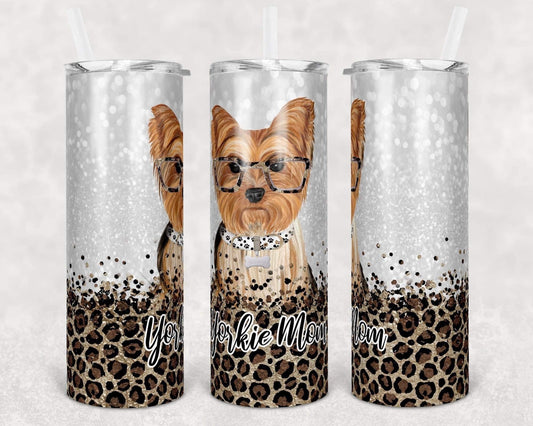 Yorkie Dog Mom - 20oz or 30oz Skinny Tumblers w/ Lid and Metal Straw