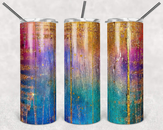 Blue, Pink & Teal Gold - 20oz or 30oz Skinny Tumblers w/ Lid and Metal Straw