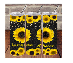 Sunflower Peace Sign - 20oz or 30oz Skinny Tumblers w/ Lid and Metal Straw