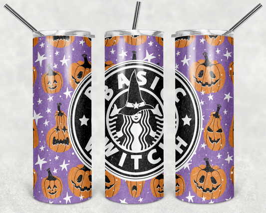 Basic Witch - 20 or 30oz Skinny Tumblers w/ Lid and Metal Straw