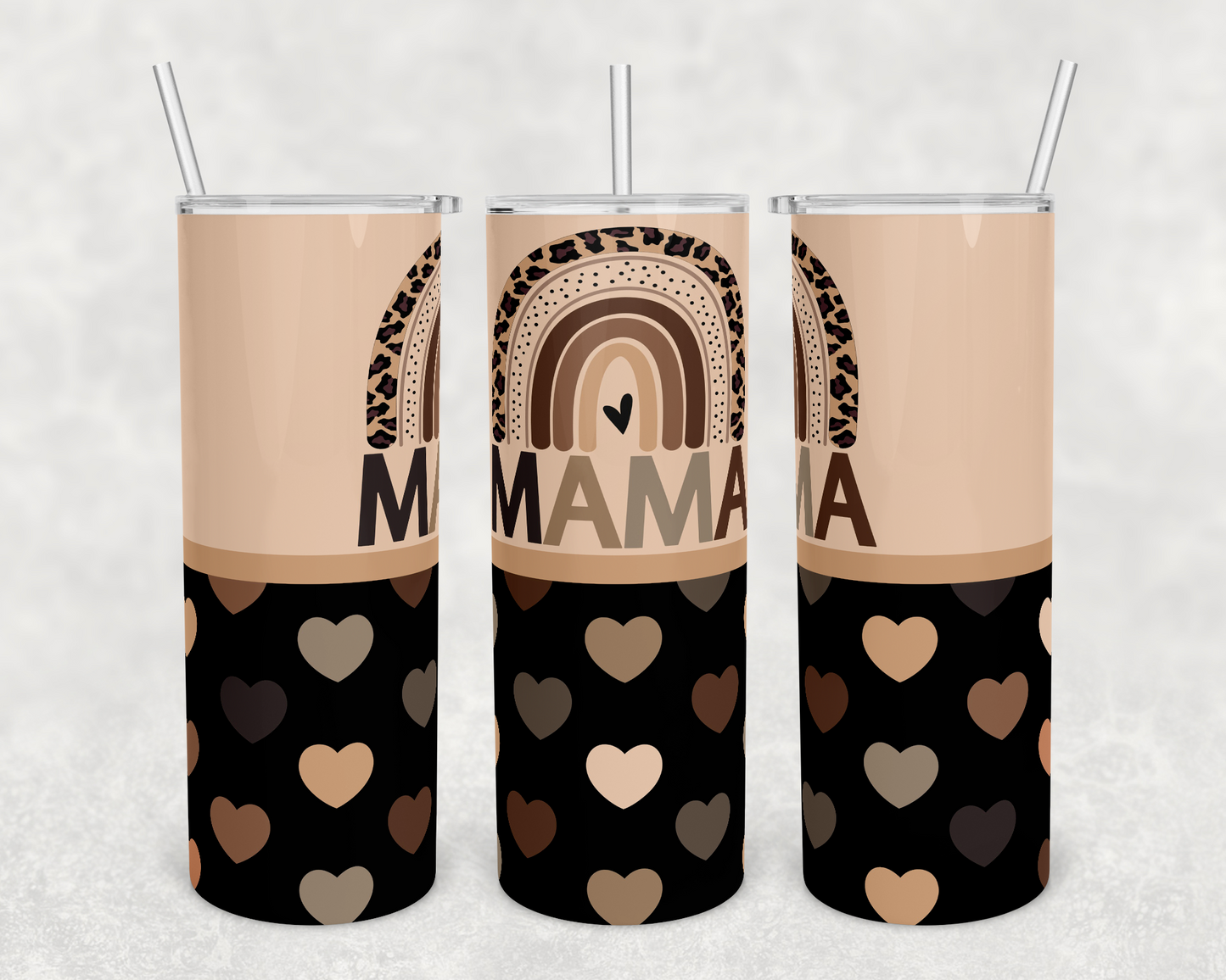 Mama , Rainbows , Family - 20oz or 30oz Skinny Tumblers w/ Lid and Metal Straw