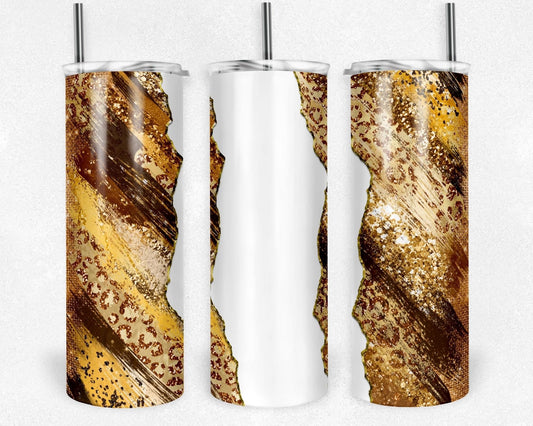 Yellow & Gold Cheetah- 20oz or 30oz Skinny Tumblers w/ Lid and Metal Straw