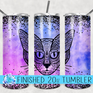 Cat Mandela -20 oz Skinny Tumblers w/Lid and Metal Straw