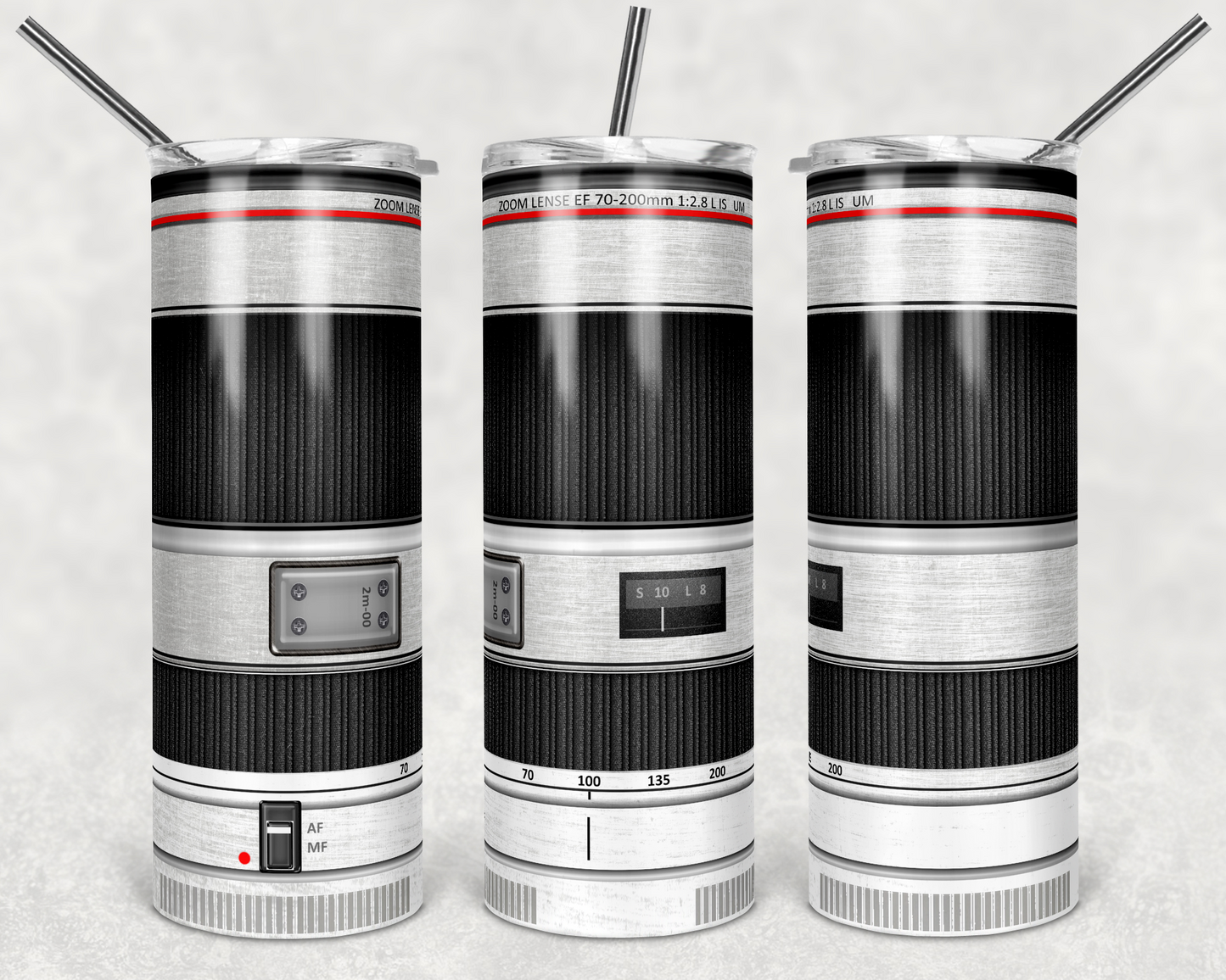 Camera -20 oz or 30oz Skinny Tumblers w/ Lid and Metal Straw