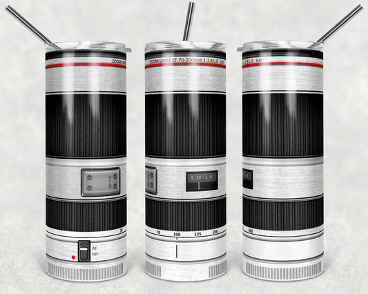 Camera -20 oz or 30oz Skinny Tumblers w/ Lid and Metal Straw