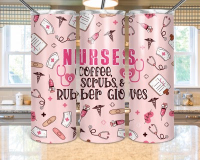 Nurse Coffee - 20oz or 30oz Skinny Tumblers w/ Lid and Metal Straw