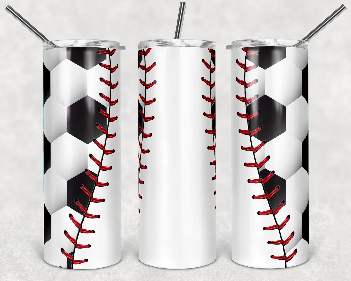 Baseball and Soccer Sports - 20 oz or 30oz Skinny Tumblers w/ Lid and Metal Straw