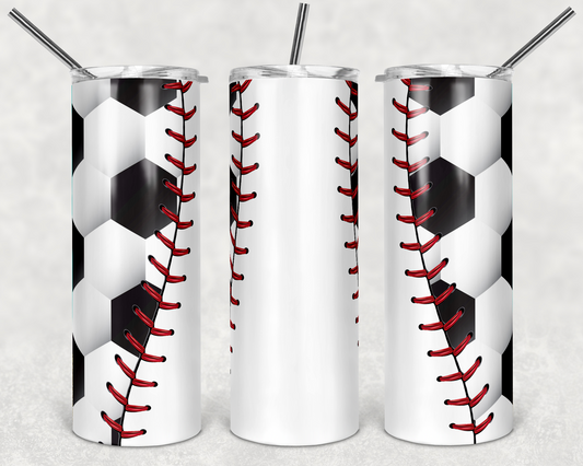 Baseball and Soccer Sports - 20 oz or 30oz Skinny Tumblers w/ Lid and Metal Straw