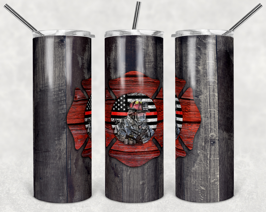 Fireman, Firefighter - 20 oz or 30oz Skinny Tumblers w/ Lid and Metal Straw