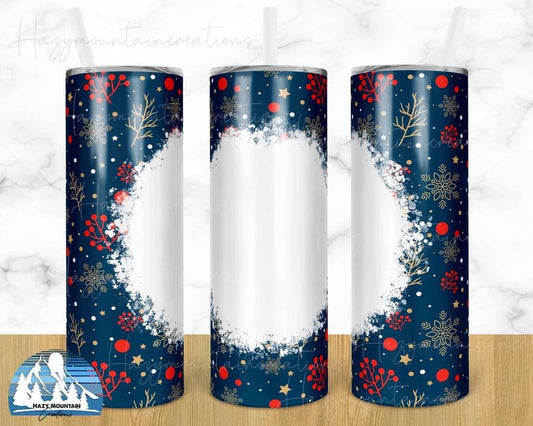 Blue Christmas Decor - 20oz or 30oz Skinny Tumblers w/ Lid and Metal Straw