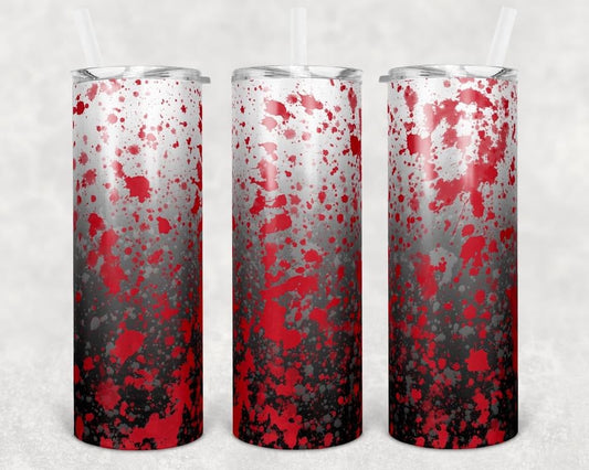 Red & Black Paint Splatter- 20 oz or 30oz Skinny Tumblers w/ Lid and Metal Straw