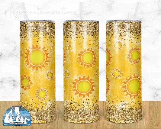 Sun - 20oz or 30oz Skinny Tumblers w/ Lid and Metal Straw