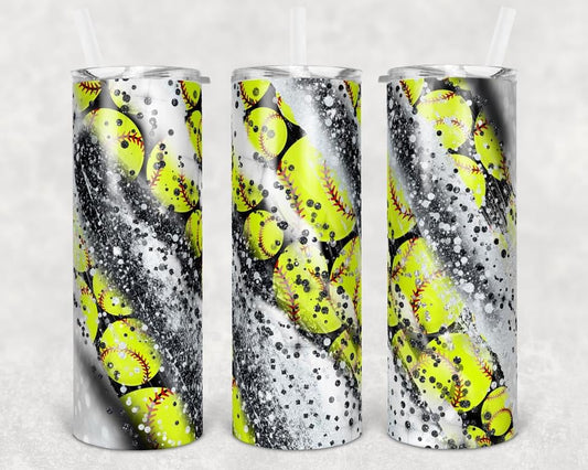 Softball  - 20 oz or 30oz Skinny Tumblers w/ Lid and Metal Straw