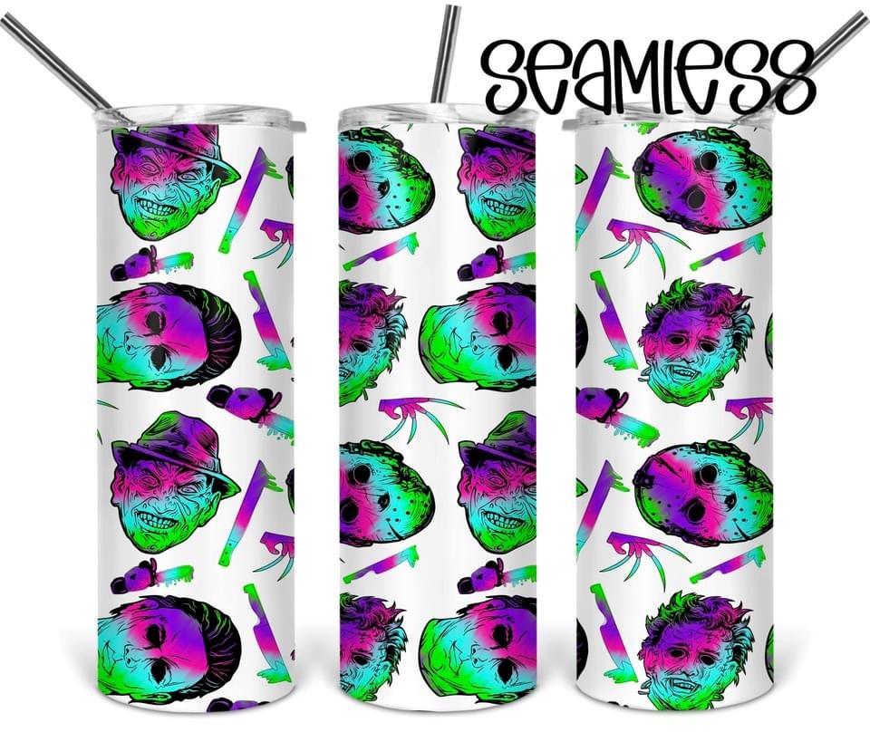 Glow in the Dark Scary - 20oz or 30oz Skinny Tumblers w/ Lid and Metal Straw