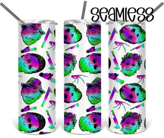 Glow in the Dark Scary - 20oz or 30oz Skinny Tumblers w/ Lid and Metal Straw
