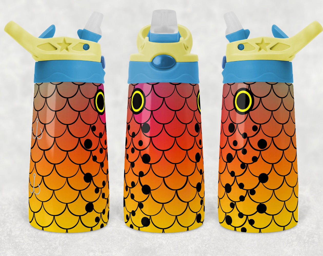 Orange Fish - 12oz Kids Flip Cup water Bottle Tumbler