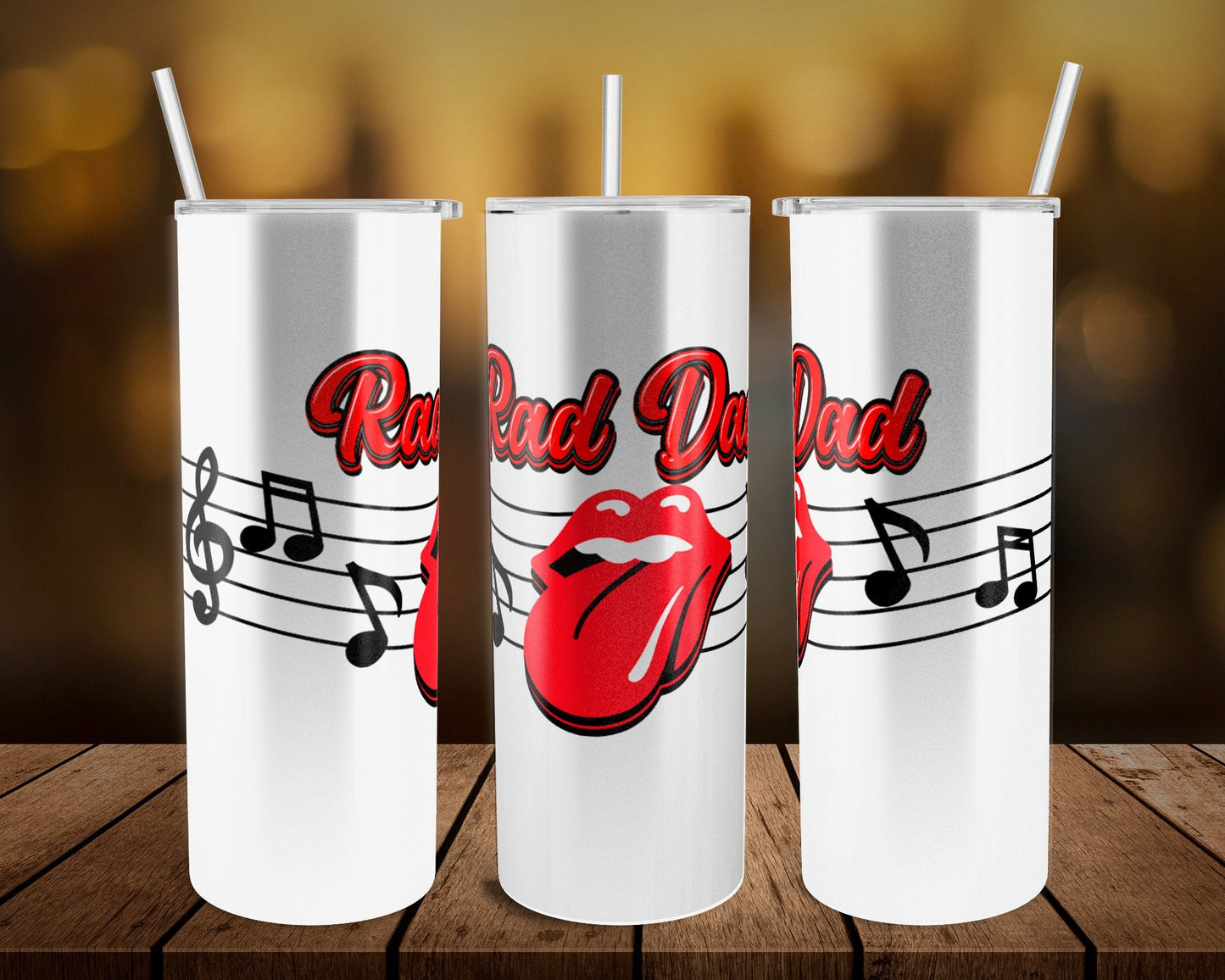 Rad Dad- 20 oz or 30oz Skinny Tumblers w/ Lid and Metal Straw