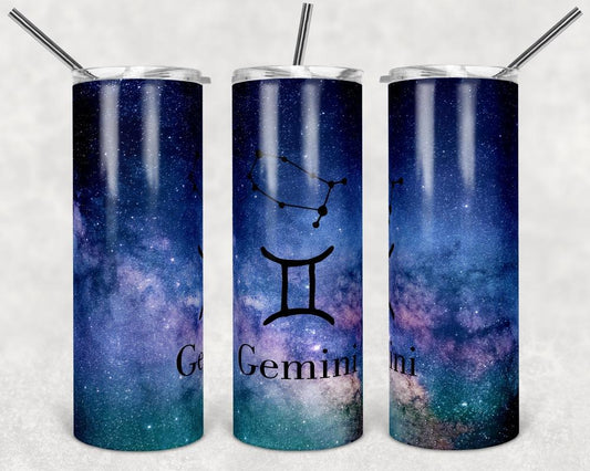 Gemini Zodiac - 20oz or 30oz Skinny Tumblers w/ Lid and Metal Straw