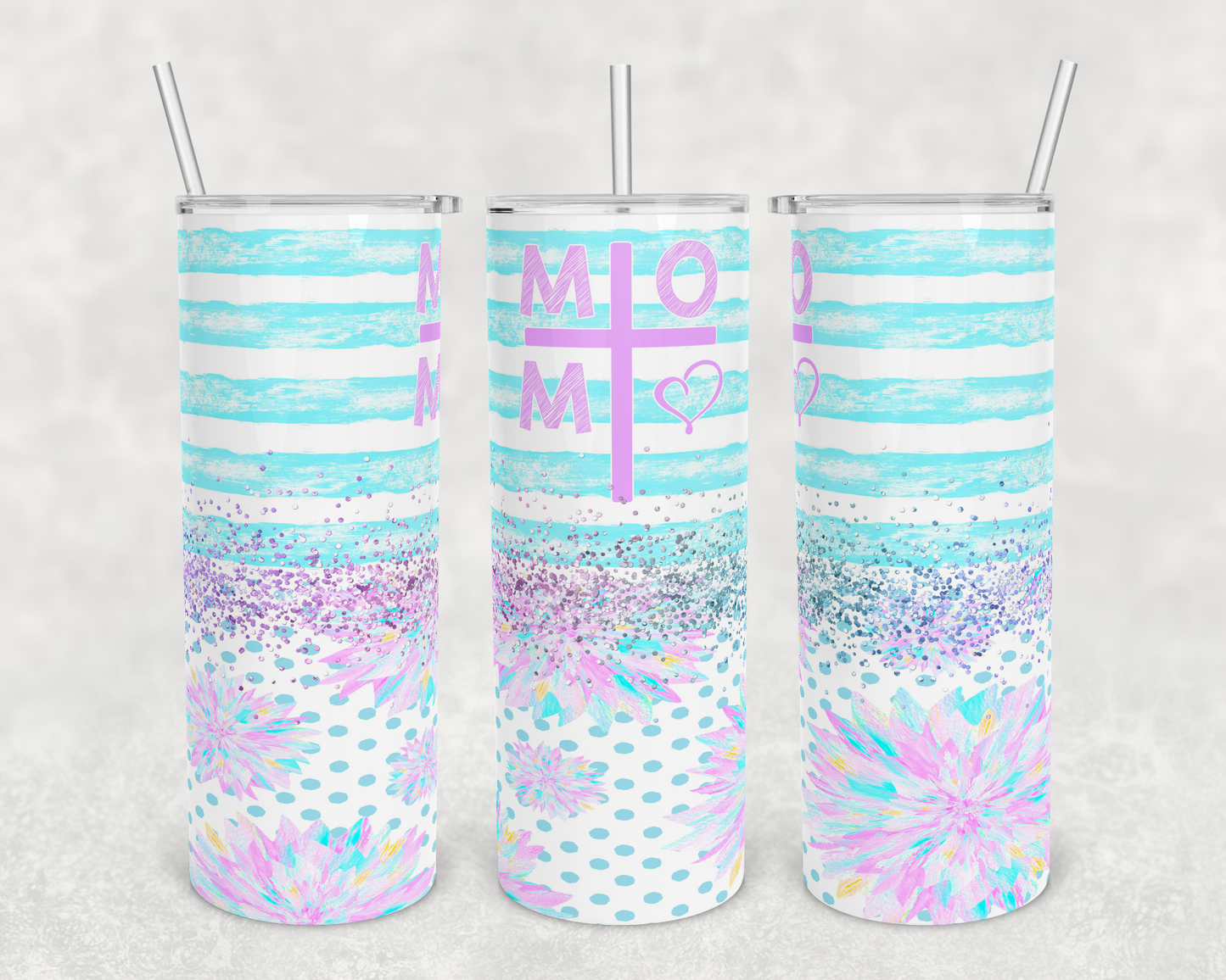 Mom , Family - 20oz or 30oz Skinny Tumblers w/ Lid and Metal Straw