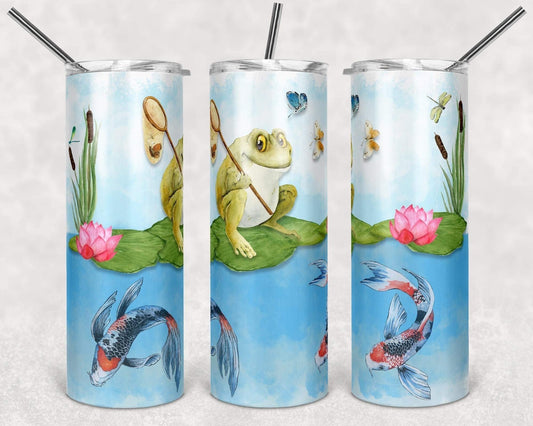 Frog Fishing- 20oz or 30oz Skinny Tumblers w/ Lid and Metal Straw