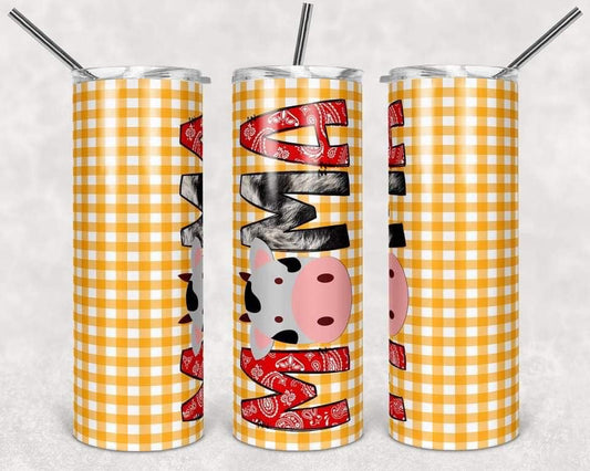 Cow Mama - 20 oz or 30oz Skinny Tumblers w/ Lid and Metal Straw