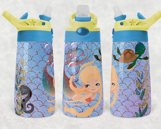 Mermaids - 12oz Kids Flip Cup water Bottle Tumbler