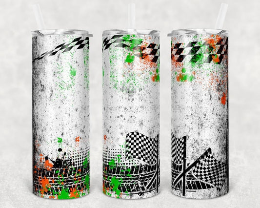 Orange & Green Racing- 20 oz or 30oz Skinny Tumblers w/ Lid and Metal Straw