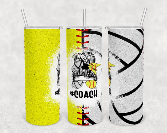 Volleyball Softball Coach - 20 oz or 30oz Skinny Tumblers w/ Lid and Metal Straw