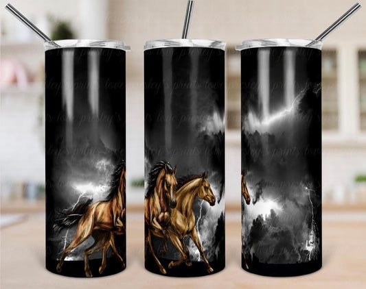 Thunderstorm Horse Fall - 20oz or 30oz Skinny Tumblers w/ Lid and Metal Straw