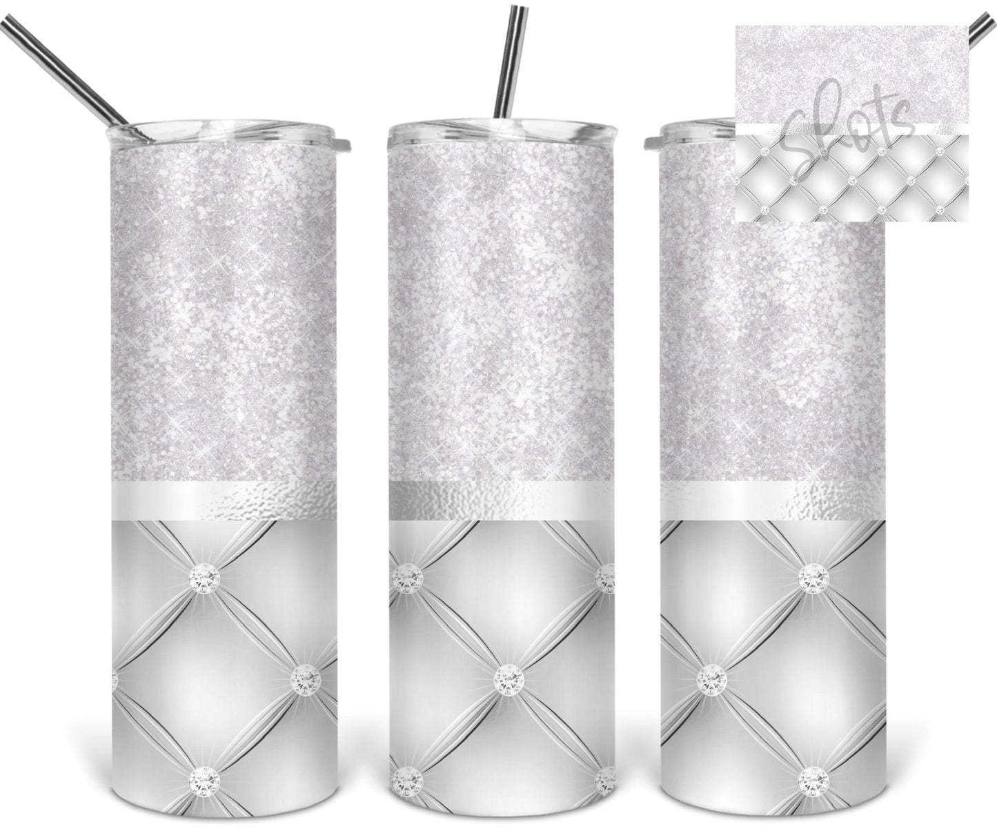 White Ribbon Pincushion - 20oz or 30oz Skinny Tumblers w/ Lid and Metal Straw
