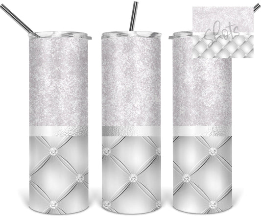 White Ribbon Pincushion - 20oz or 30oz Skinny Tumblers w/ Lid and Metal Straw