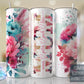 Mum Split Hot Pink Floral Full Wrap -20oz or 30oz Skinny Tumblers w/ Lid and Metal Straw