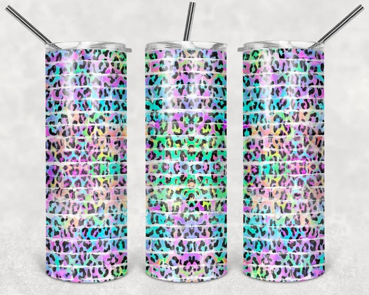 Rainbow Cheetah - 20oz or 30oz Skinny Tumblers w/ Lid and Metal Straw