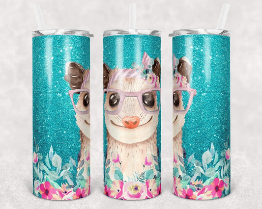 Blue Sparkle Animal - 20oz or 30oz Skinny Tumblers w/ Lid and Metal Straw